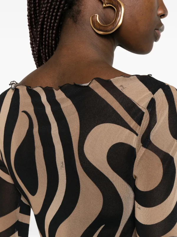 pucci brown dress Emilio Pucci Marmo Printed Jersey Mini Dress - Brown