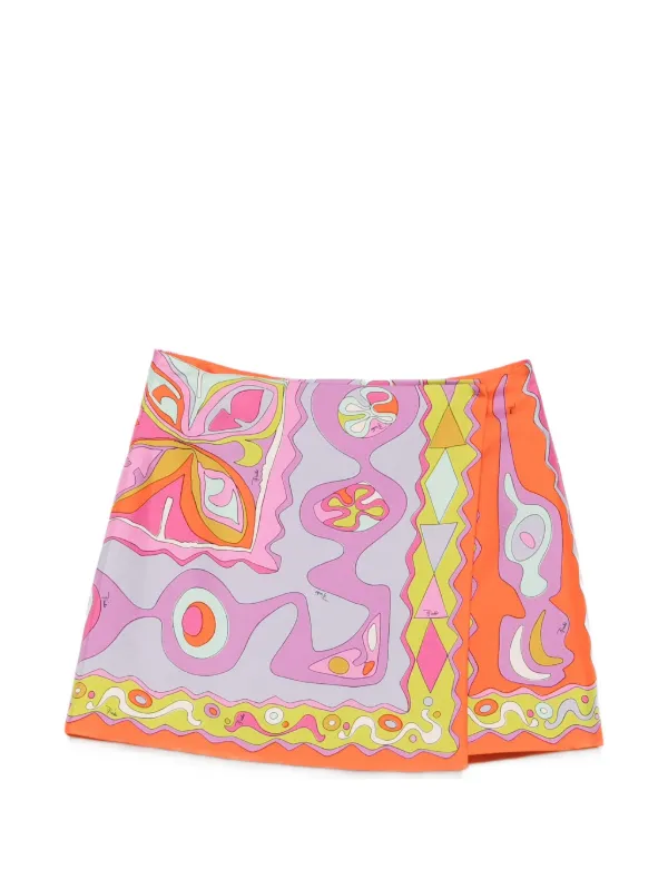 Pucci Angoli Print Silk Skirt in Pink