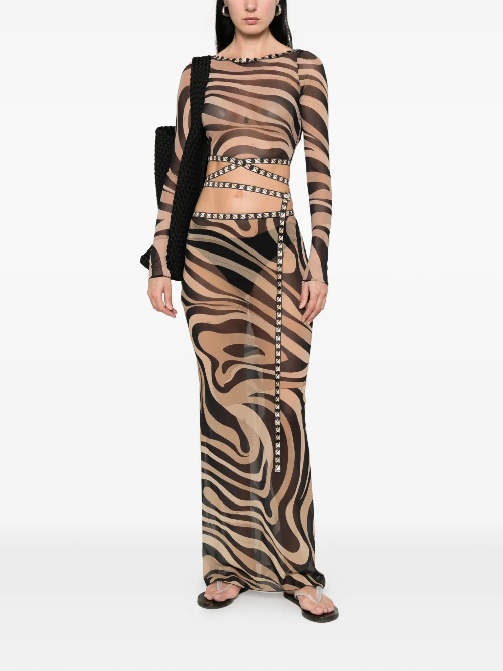 PUCCI Maxi-rok met Marmo print Beige
