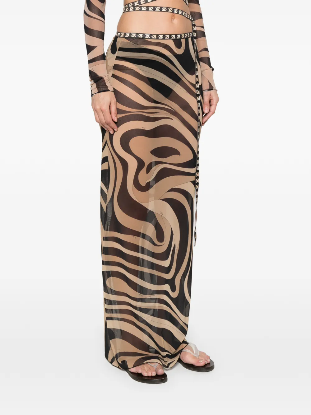 PUCCI Maxi-rok met Marmo print Beige
