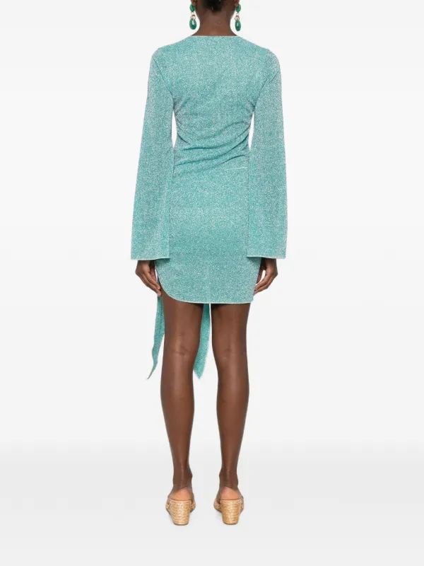 long sleeve draped skirt mini dress Long Sleeve Satin Drape Skirt Detail Mini Dress In Pink Lace | EGO US