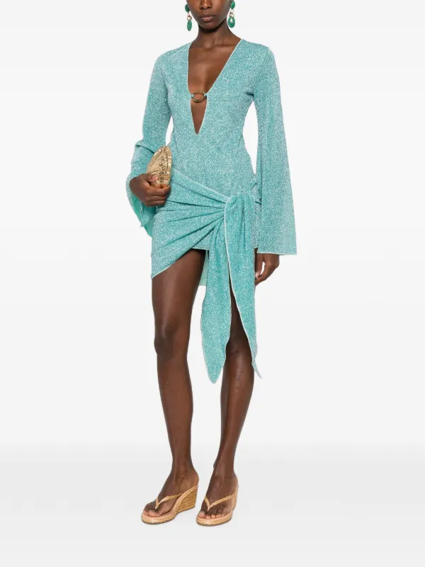long sleeve draped skirt mini dress boohoo Women's Long Sleeve Drape Front Mini Dress in Baby Blue | Size: 10