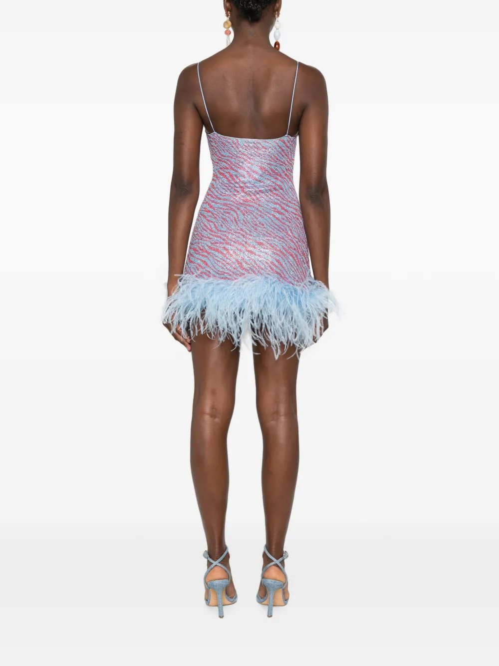 Oséree Animalier Plumage mini-jurk Blauw