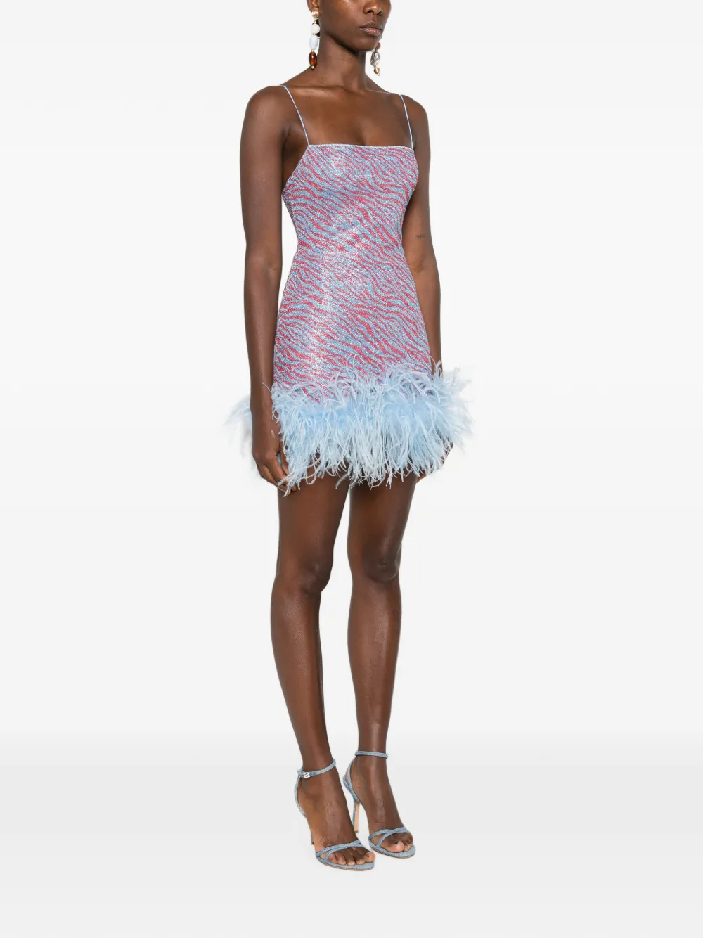 Oséree Animalier Plumage mini-jurk Blauw