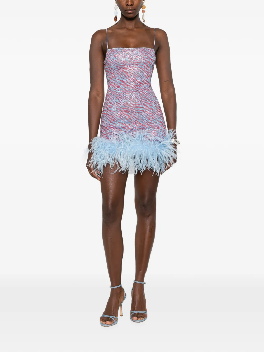 Oséree Animalier Plumage mini-jurk Blauw