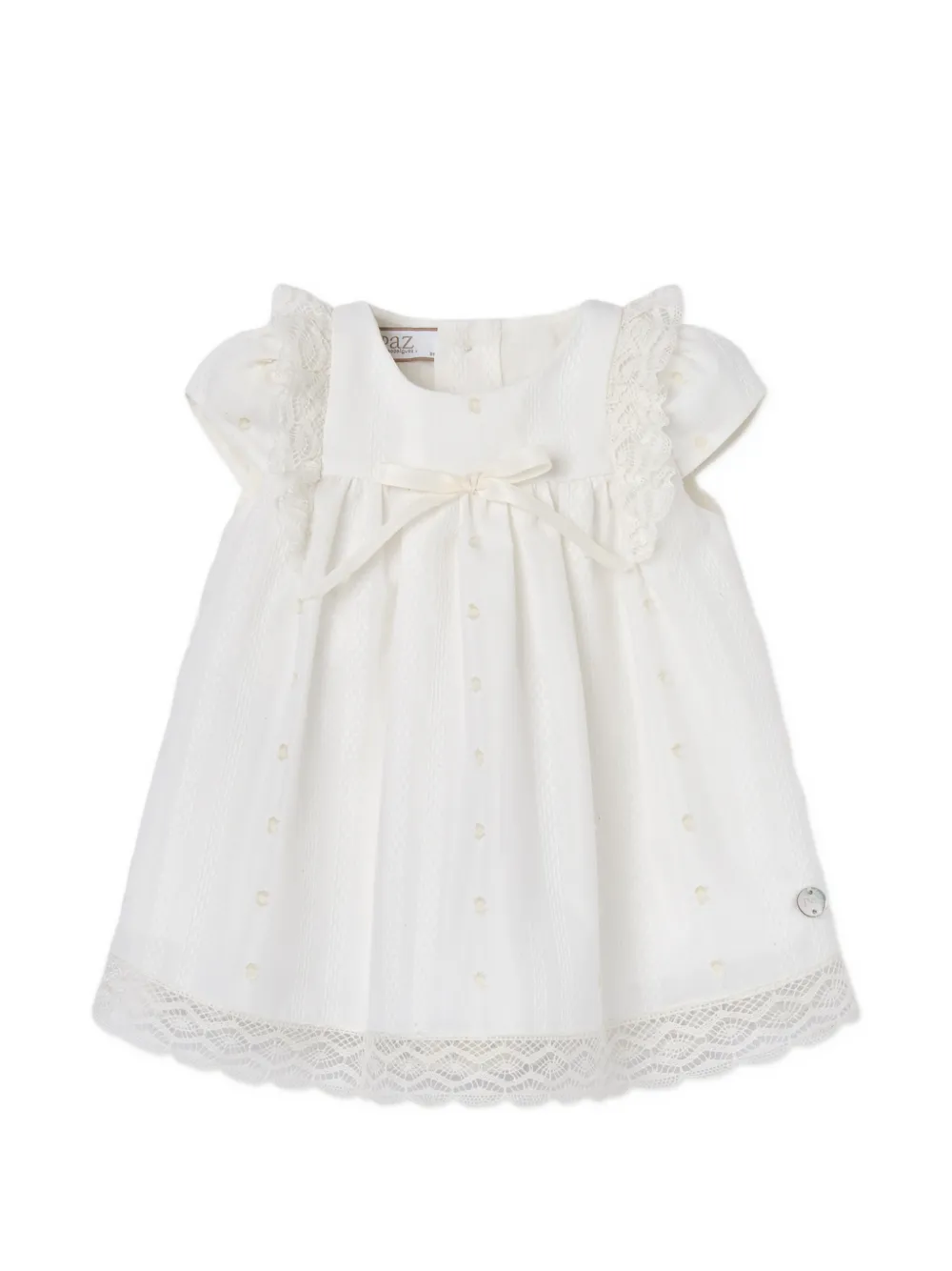 Paz Rodriguez lace-trim bow-detail dress - Bianco