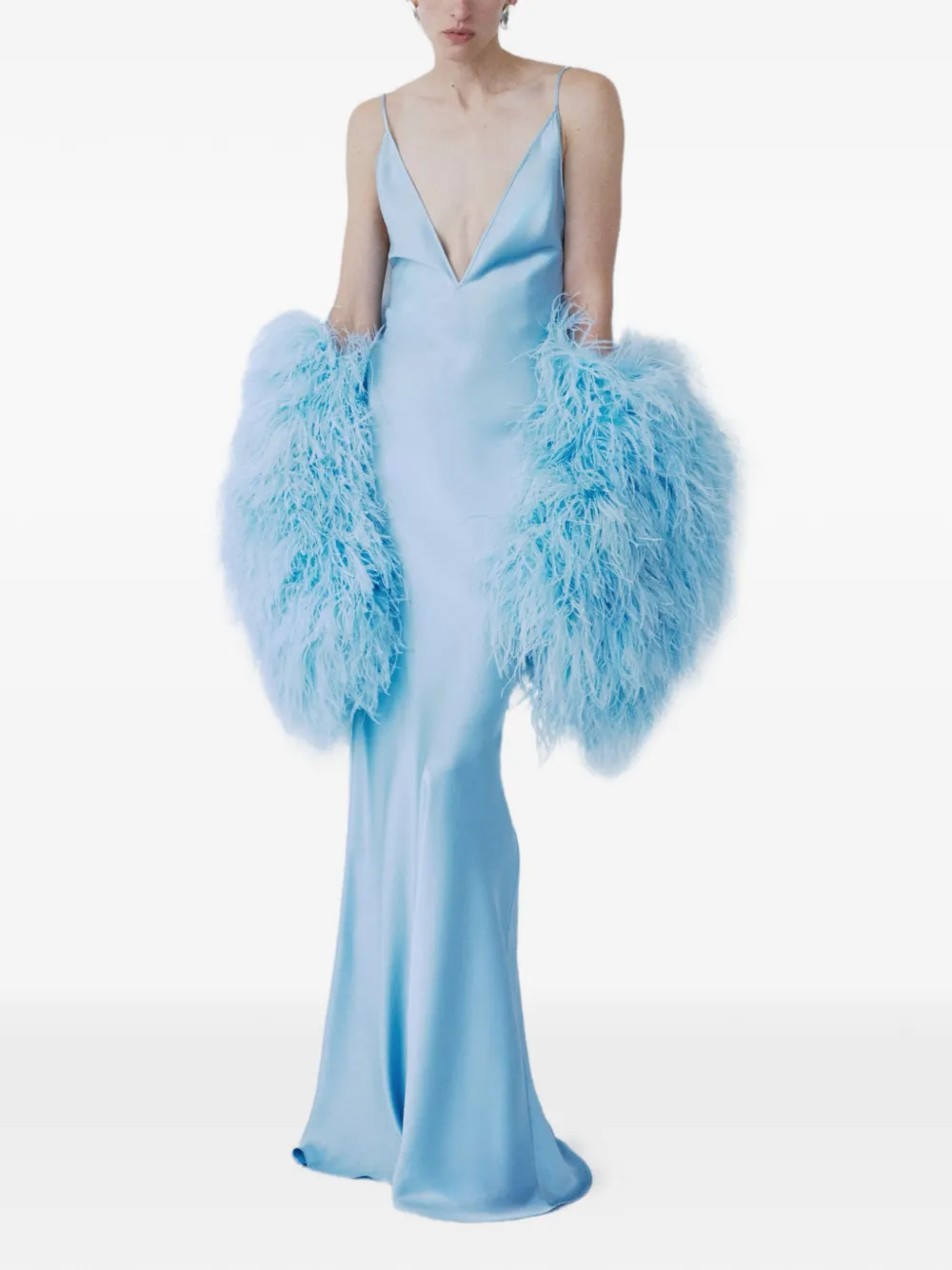 The New Arrivals Ilkyaz Ozel Abito lungo Claudie con scollo a V - Blu