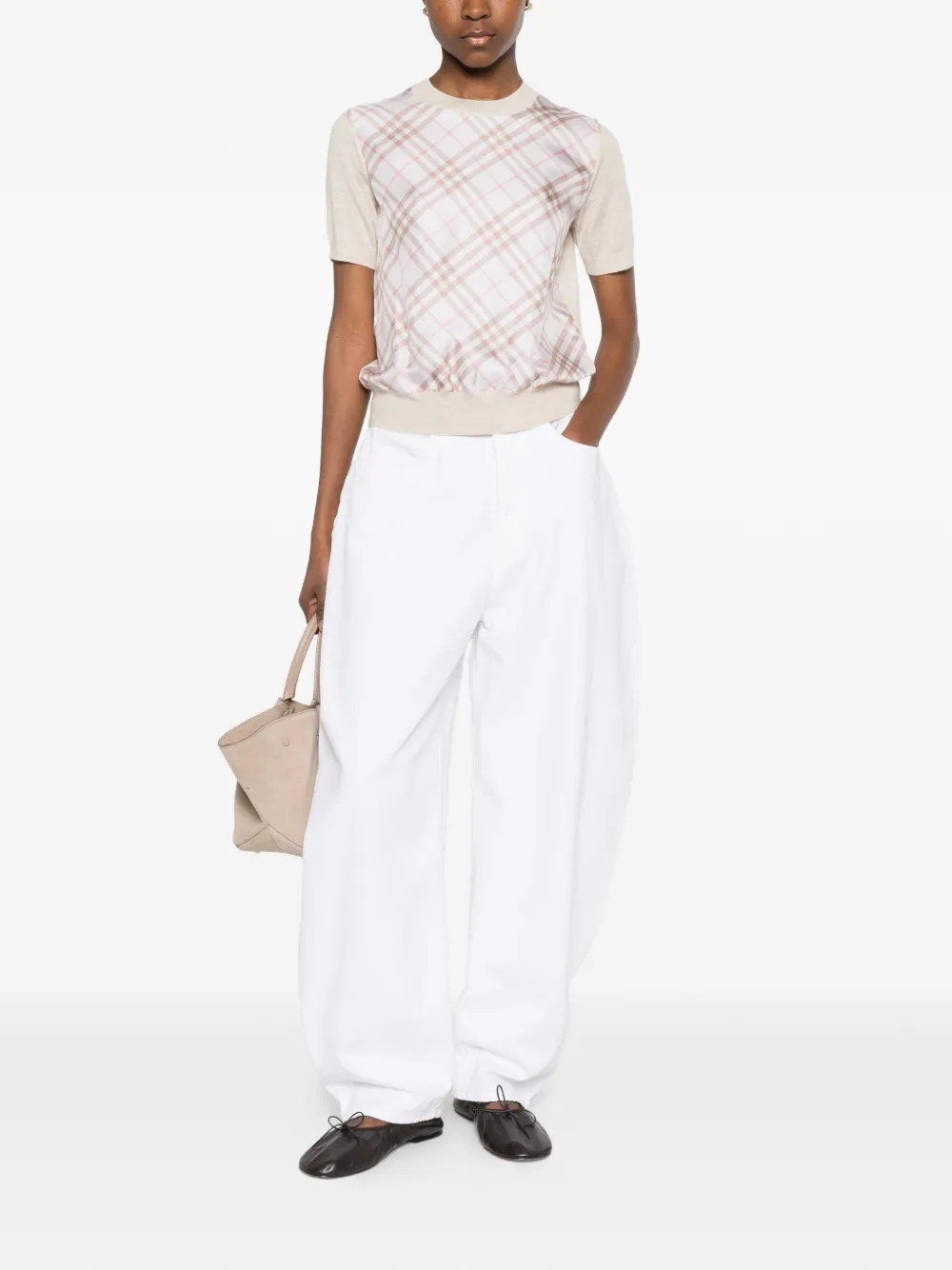 Burberry Check T-shirt met korte mouwen Roze