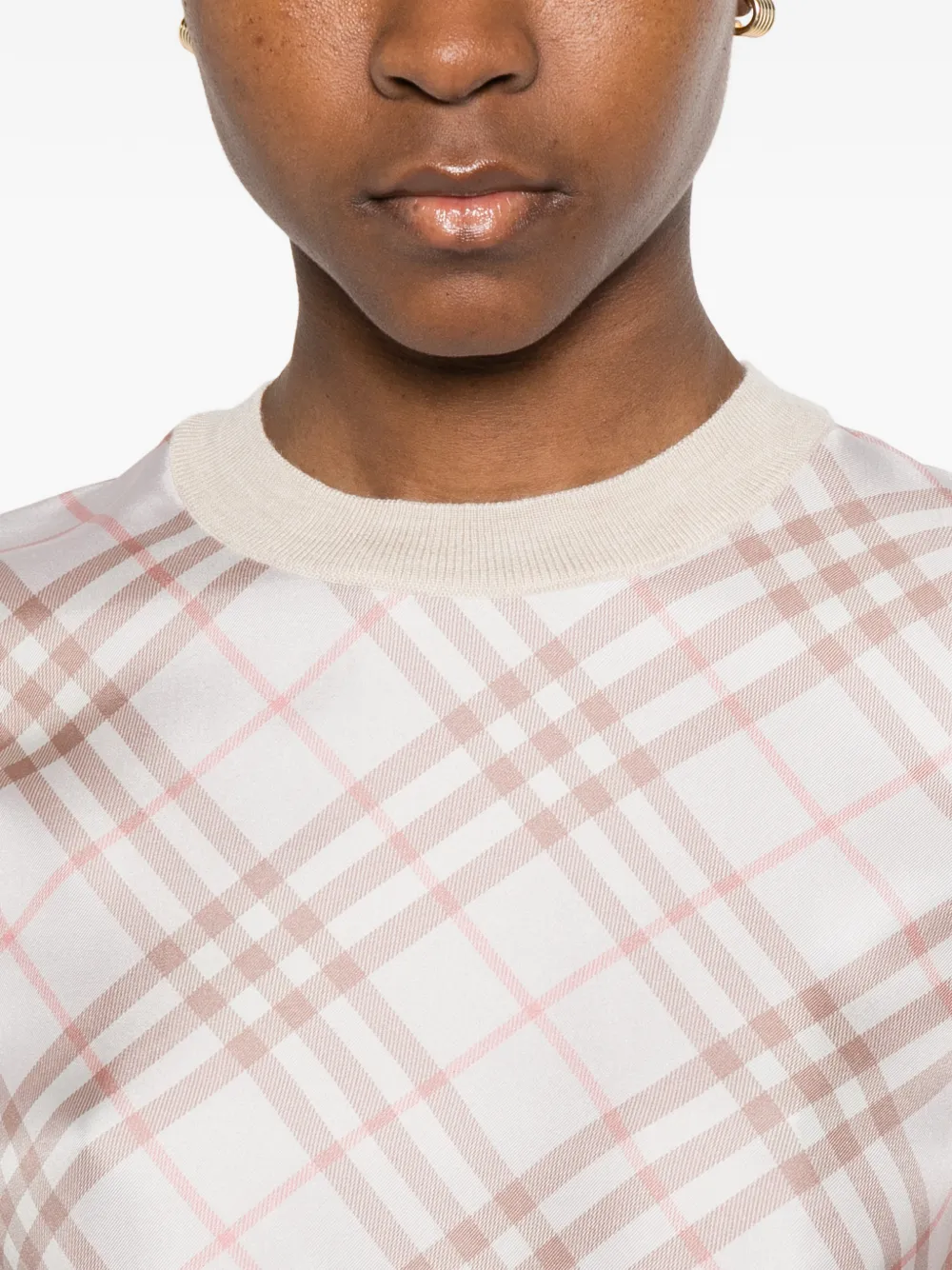 Burberry Check T-shirt met korte mouwen Roze