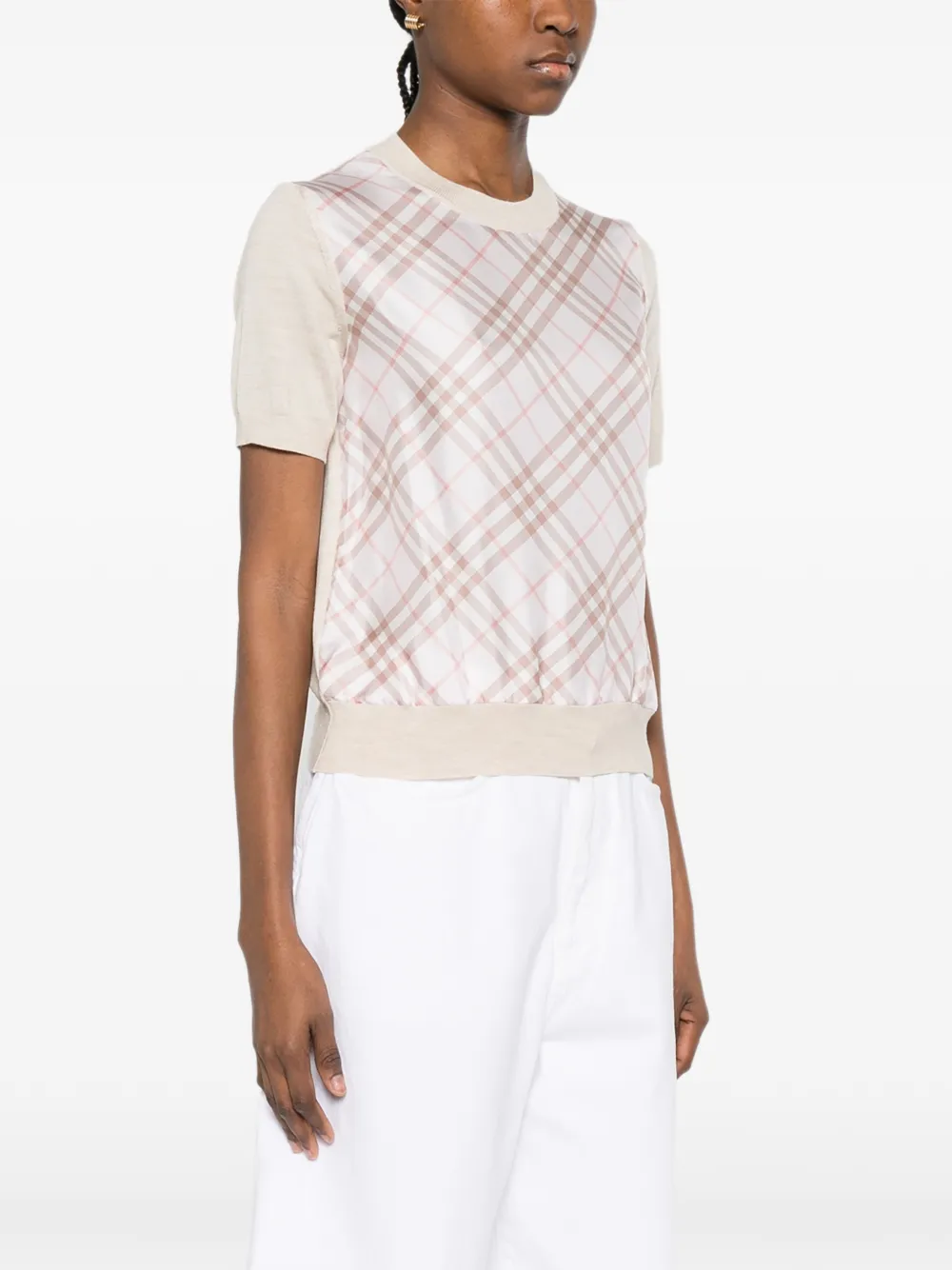 Burberry Check T-shirt met korte mouwen Roze
