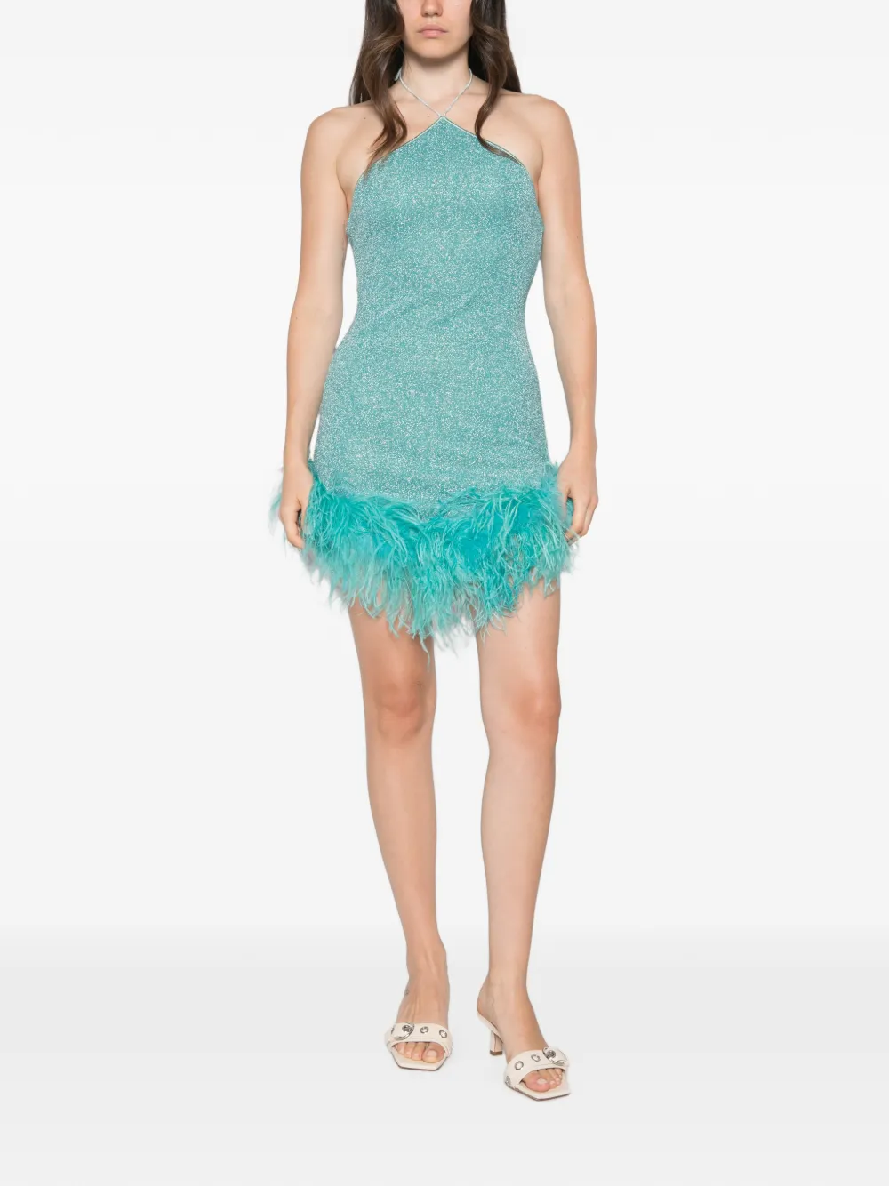 Oséree Lumiere Plumage jurk met halsketting Blauw
