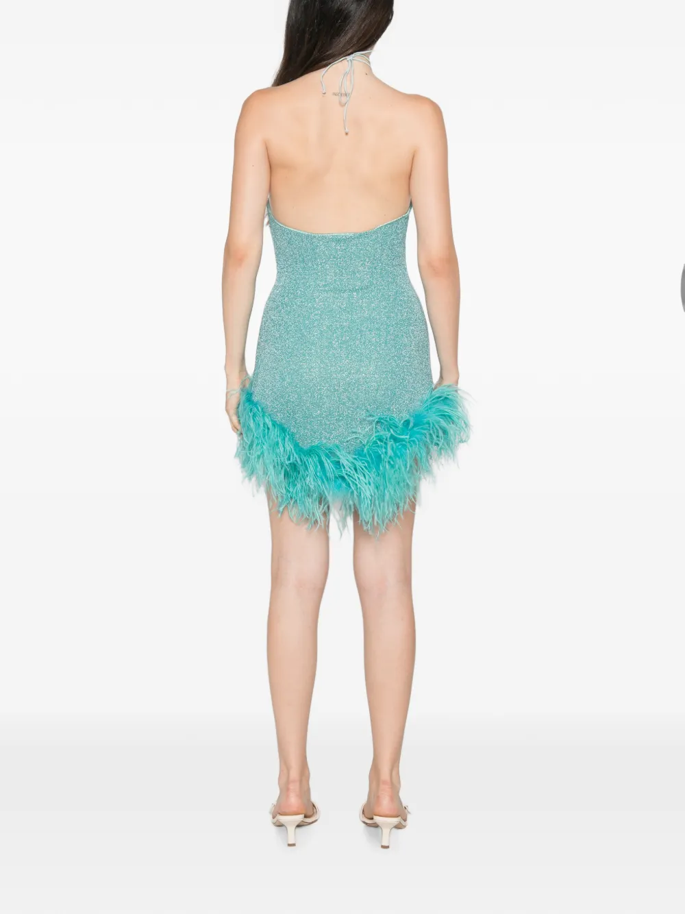 Oséree Lumiere Plumage jurk met halsketting Blauw