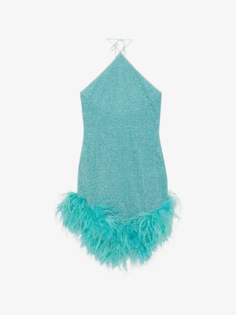 Oséree Lumiere feather-trim mini dress