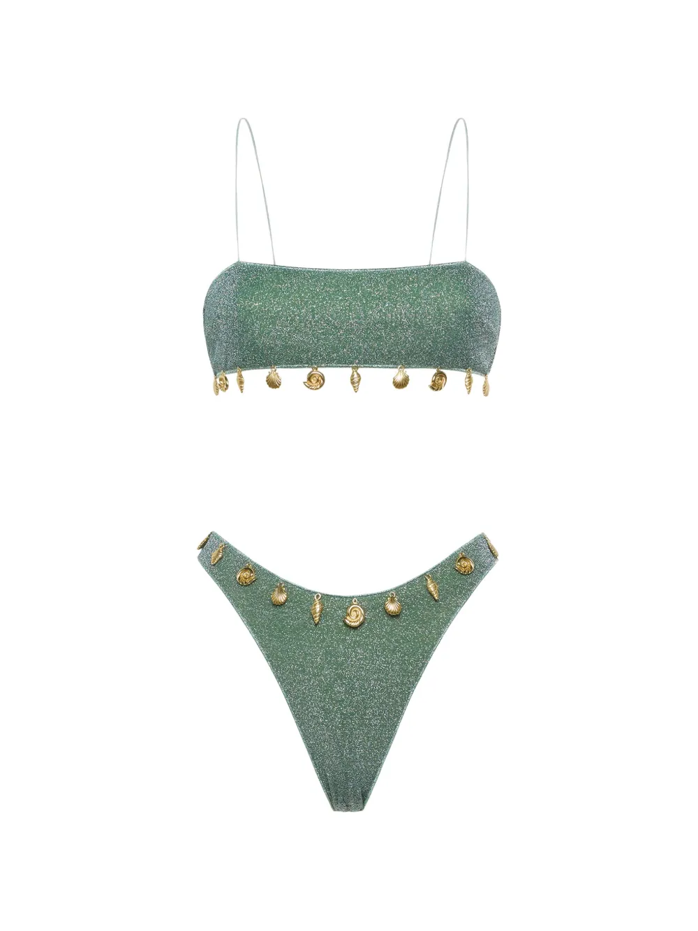 Oséree Lumiere Bandeau-Bikini mit Anhänger - Grün