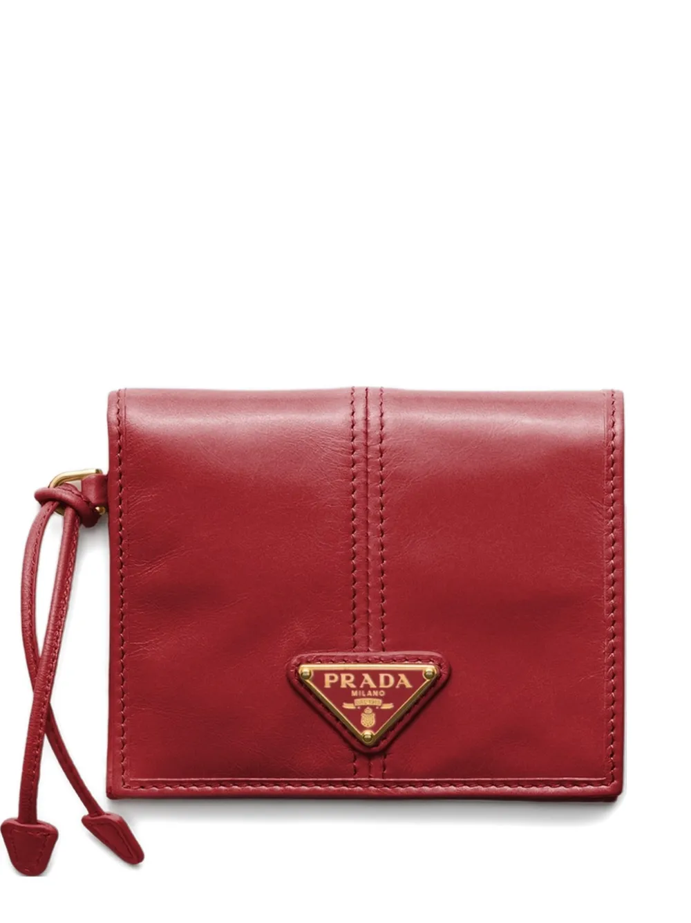 Prada enamelled triangle leather wallet - Rosso