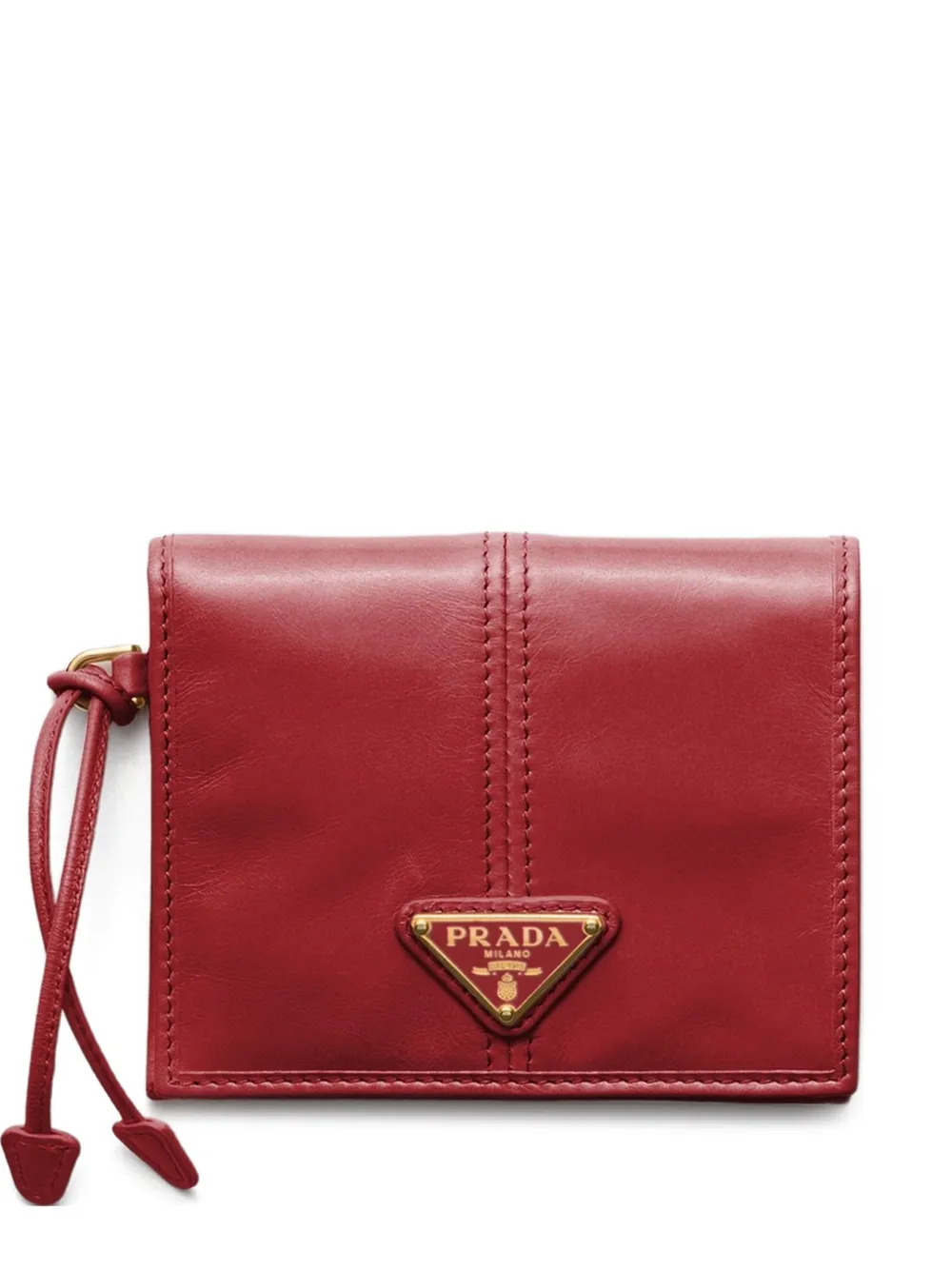 Prada enamelled triangle leather wallet - Rosso