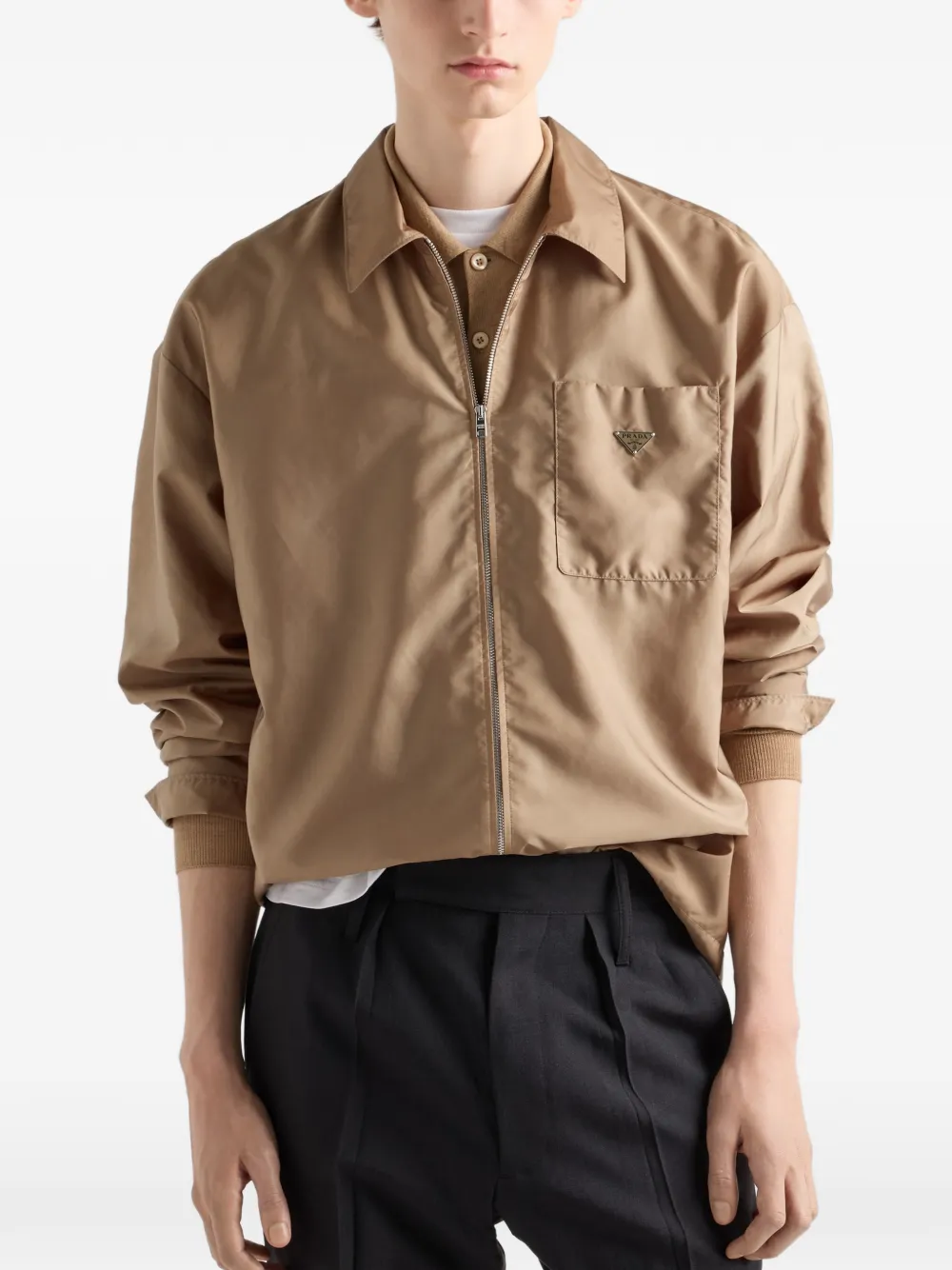 Prada Re-Nylon overhemd met rits Beige
