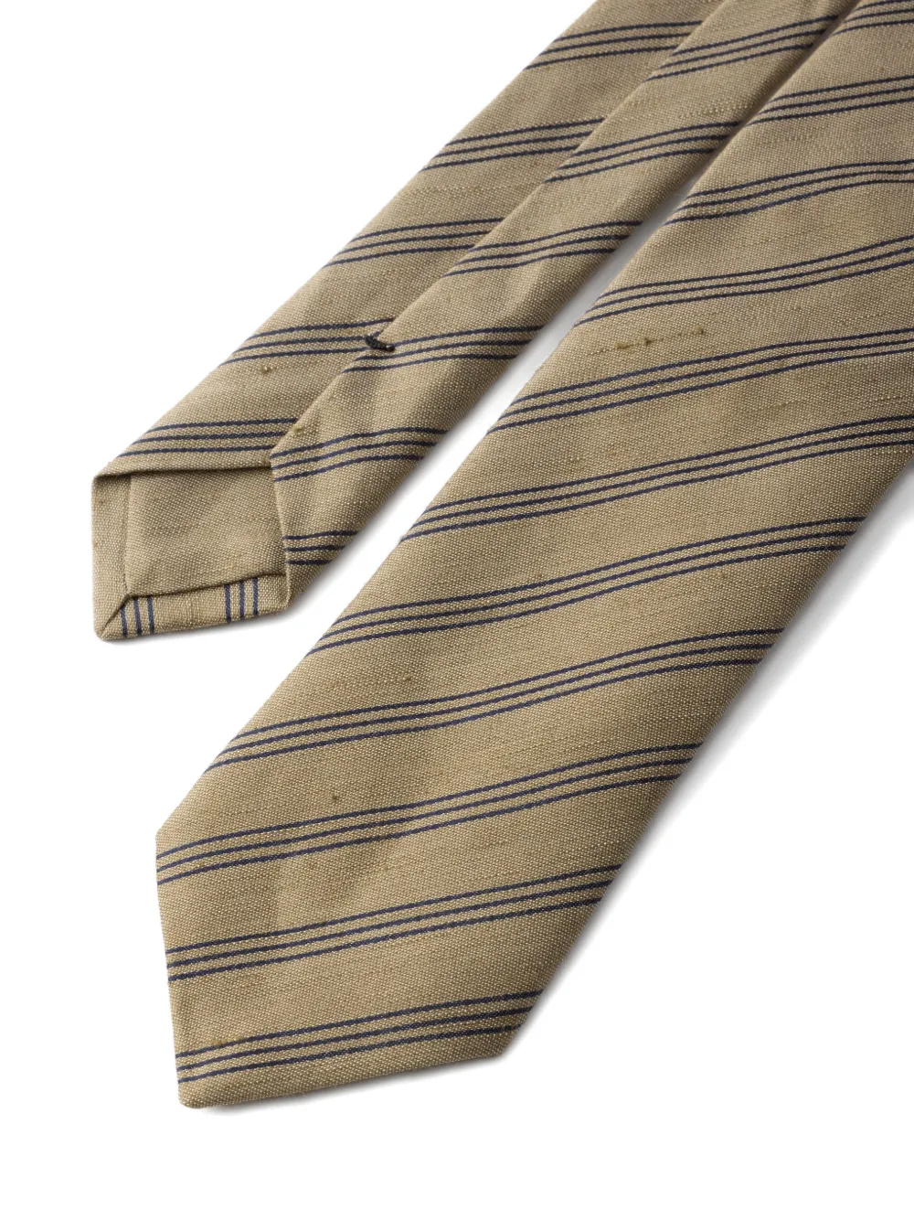  Prada Linen Striped Tie - Neutrals 