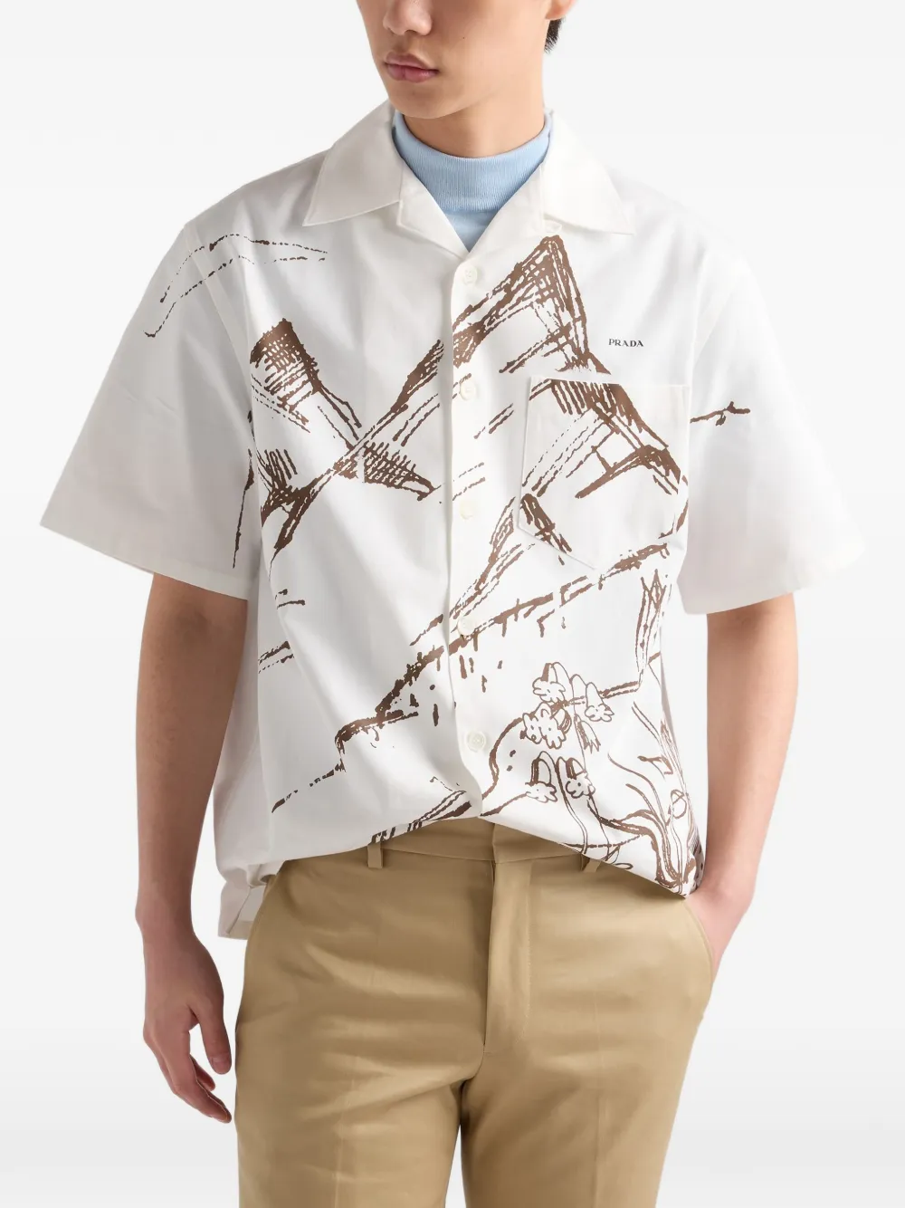 mountain-print button shirt