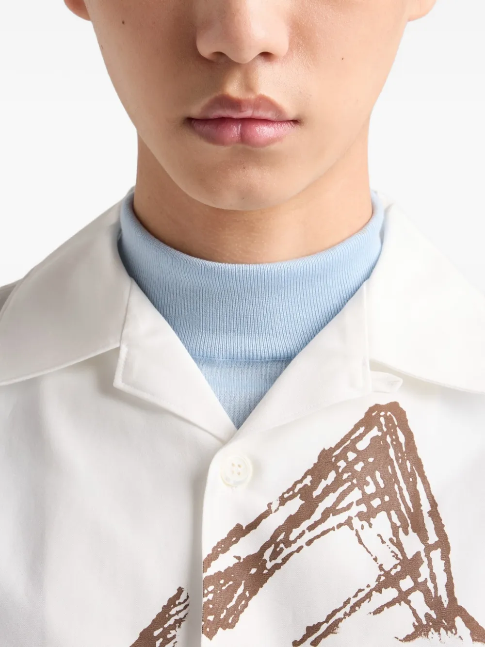 mountain-print button shirt