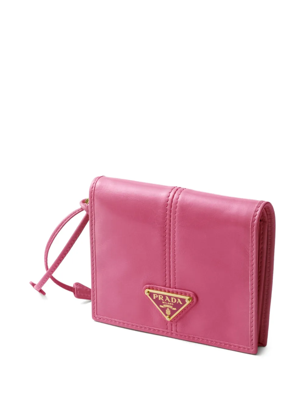  Prada Small Logo-plaque Leather Wallet - Pink 
