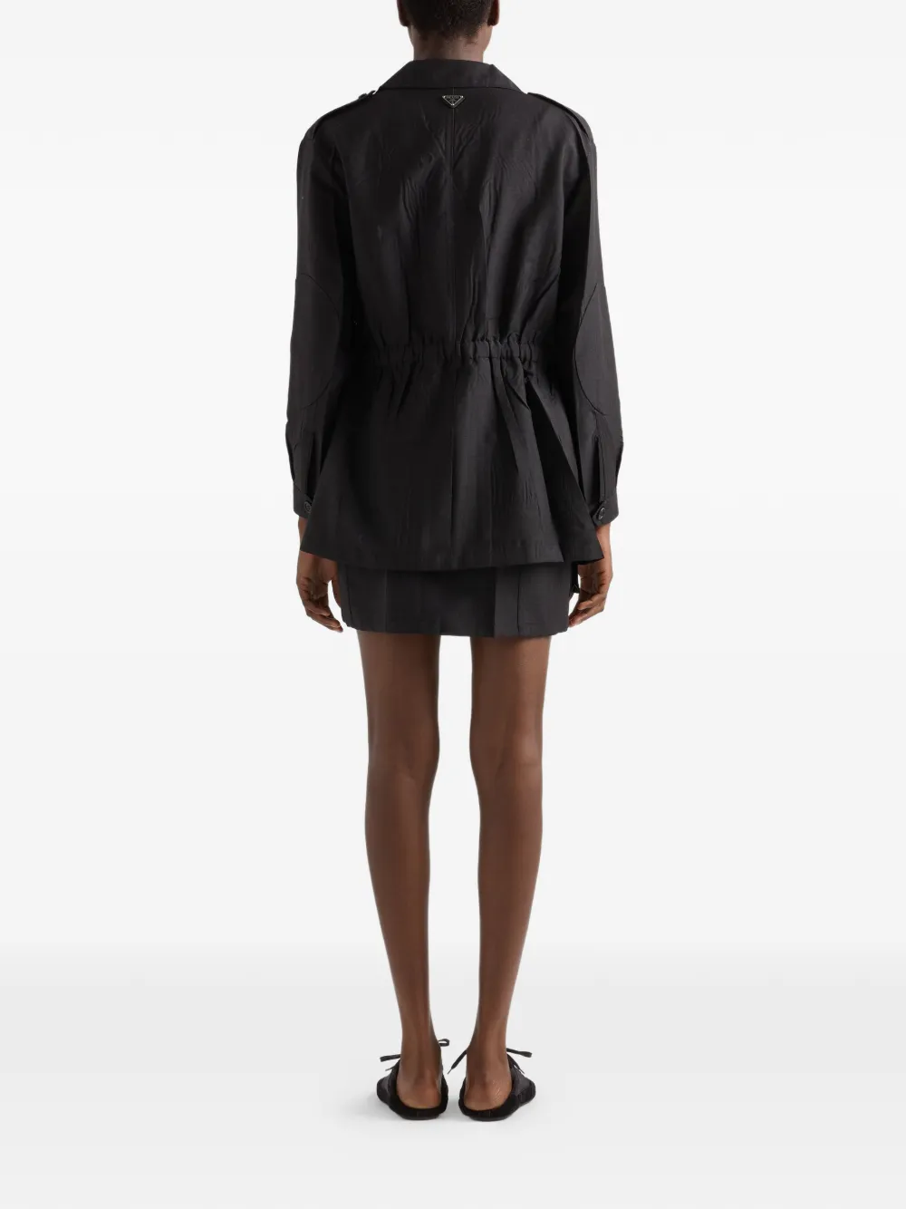  Prada Flap-pocket Drawstring Mini Skirt - Black 