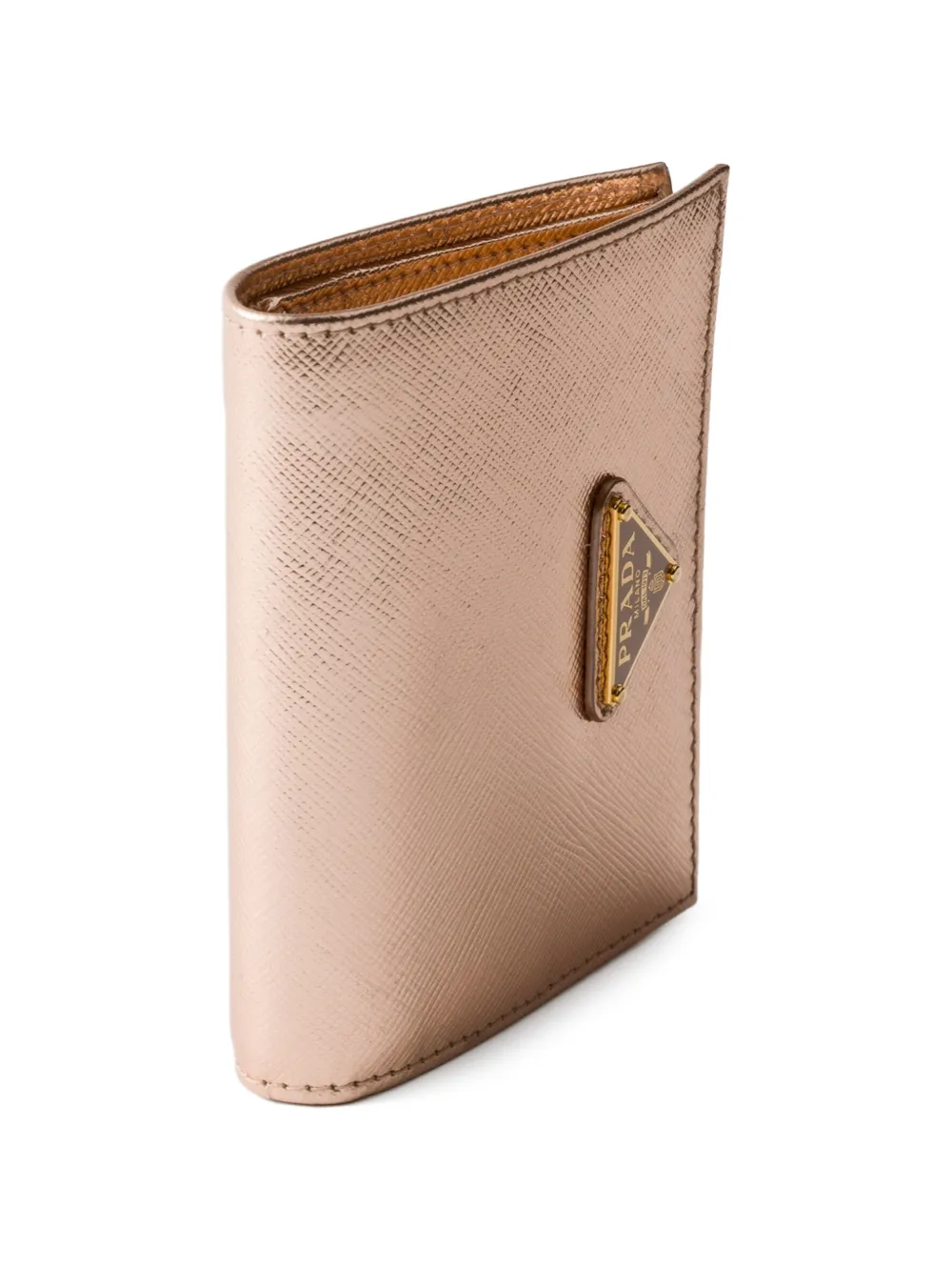Prada Portemonnee van saffiano leer met logoplakkaat Bruin