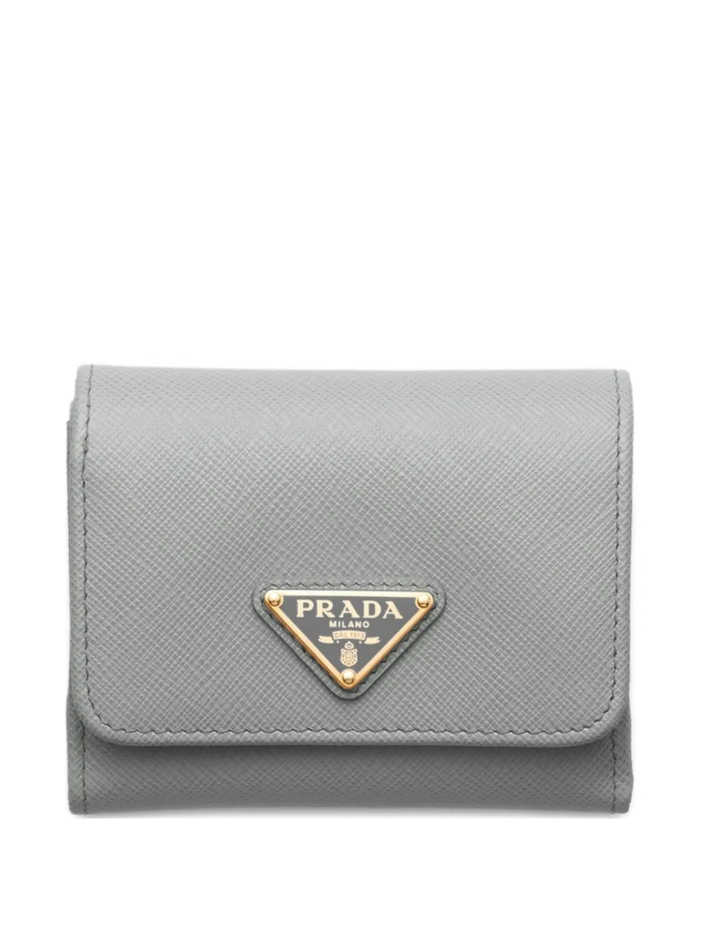 Prada logo-plaque leather wallet - Grigio