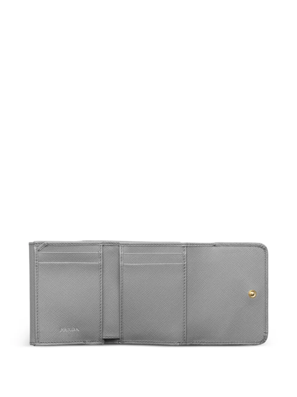 Prada Leren portemonnee met logoplakkaat Grijs