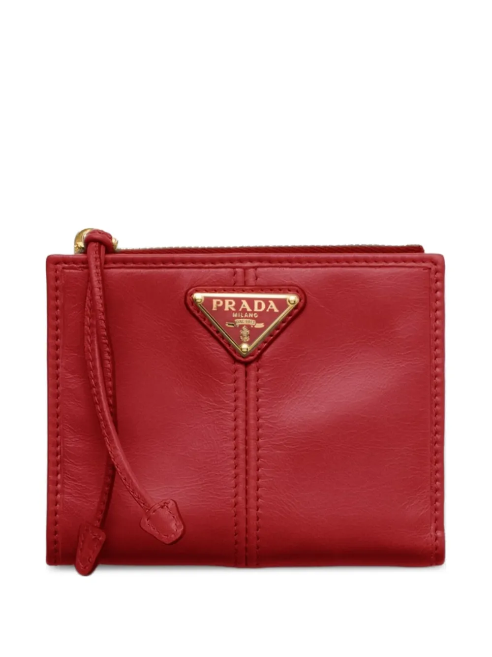 Prada logo-plaque leather wallet - Rosso