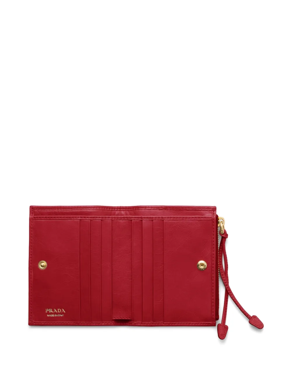 Prada Leren portemonnee met logoplakkaat Rood
