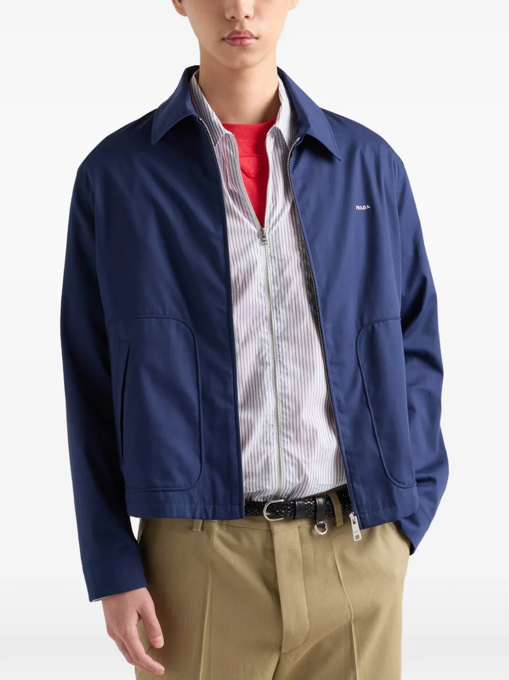 Prada Jack met rits en logo Blauw