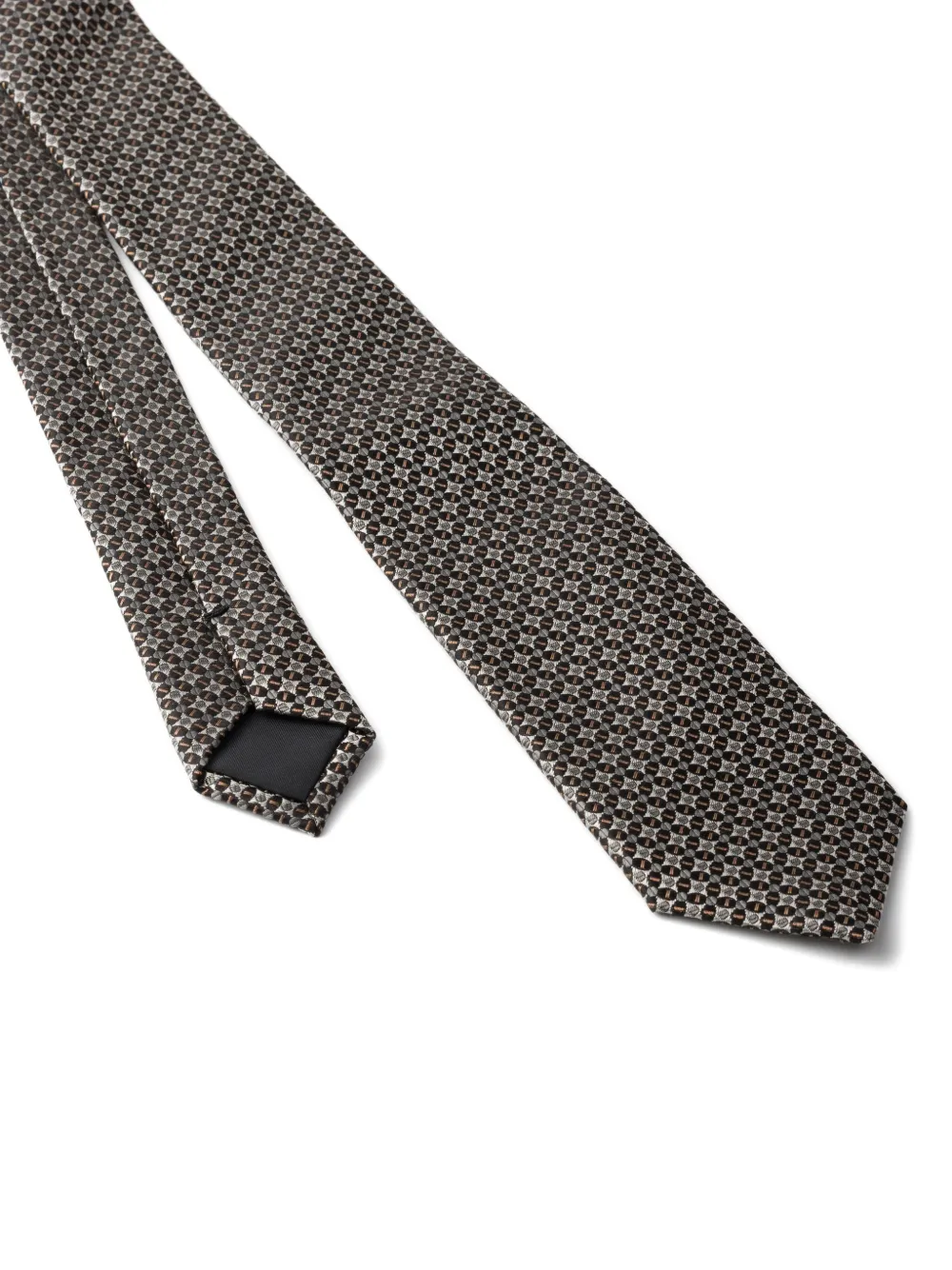  Prada Geometric-pattern Silk Tie - Brown 