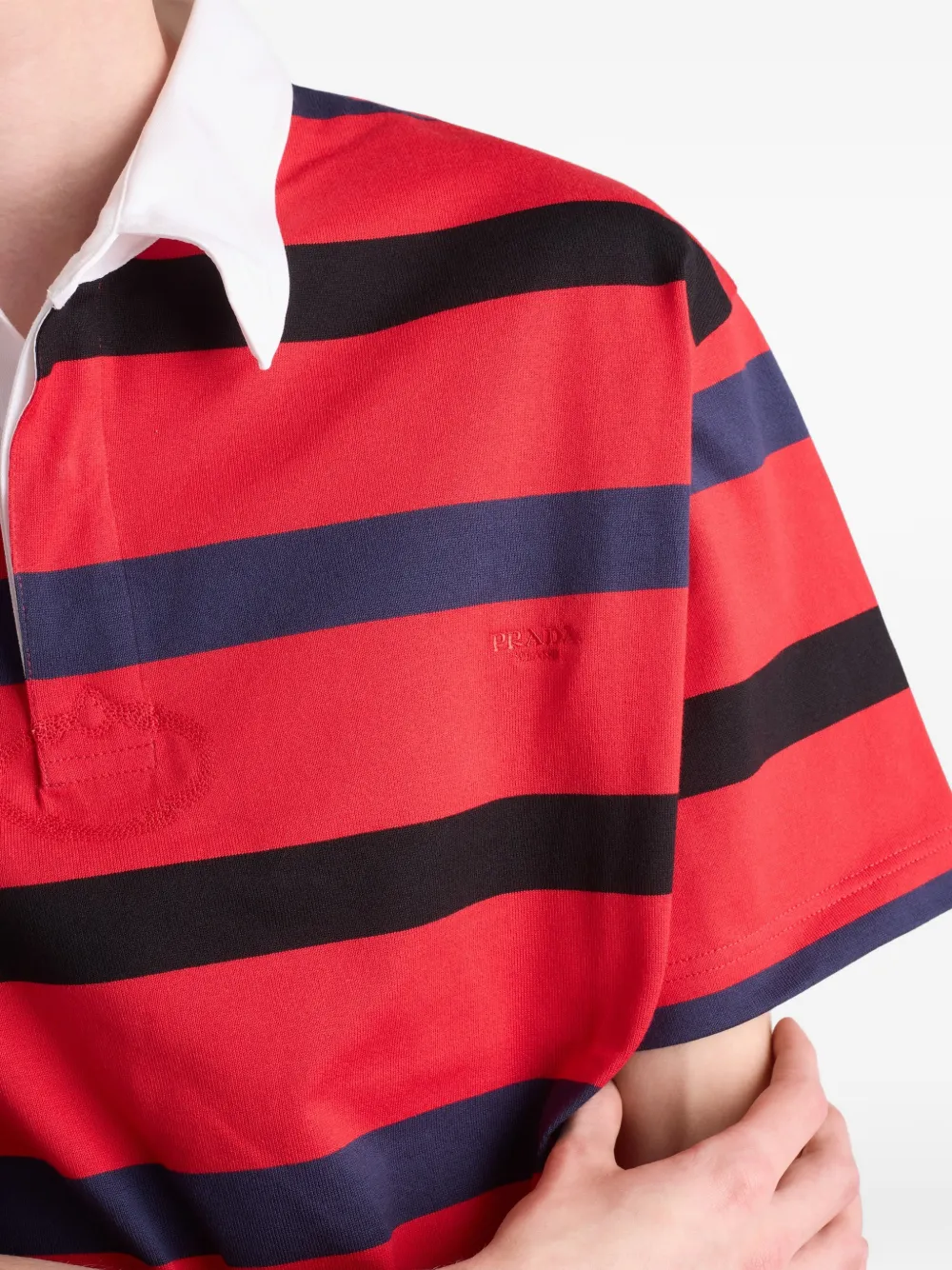 Prada Gestreept poloshirt Rood