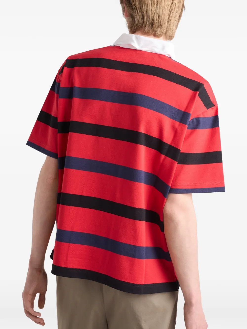  Prada Striped Polo Shirt - Red 