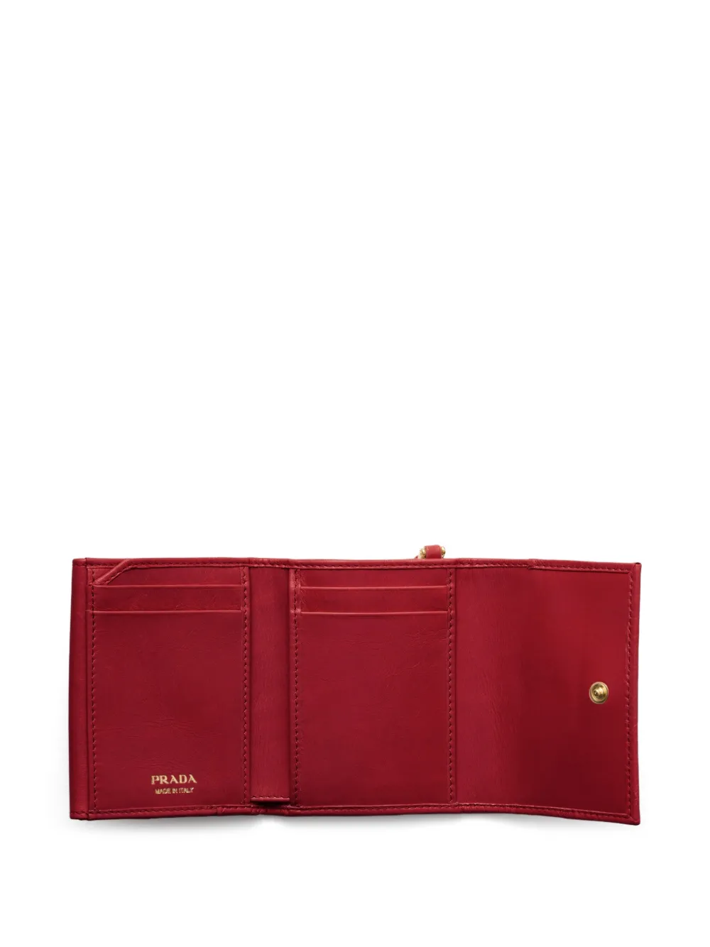 Prada Leren portemonnee met logoplakkaat Rood