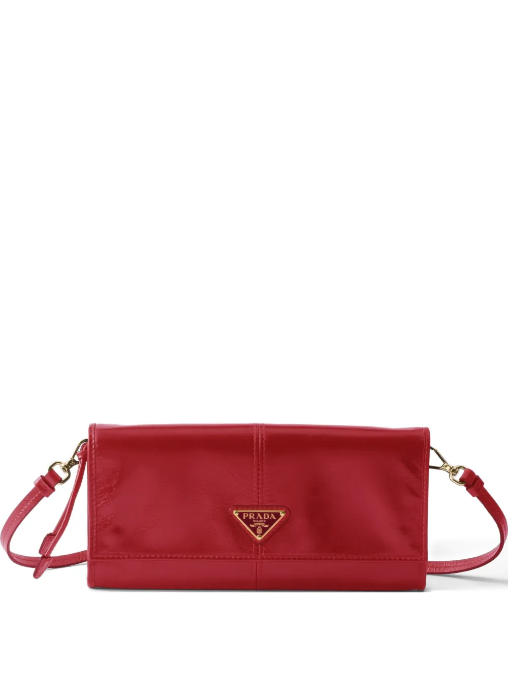 Prada logo-plaque leather bag - Rosso