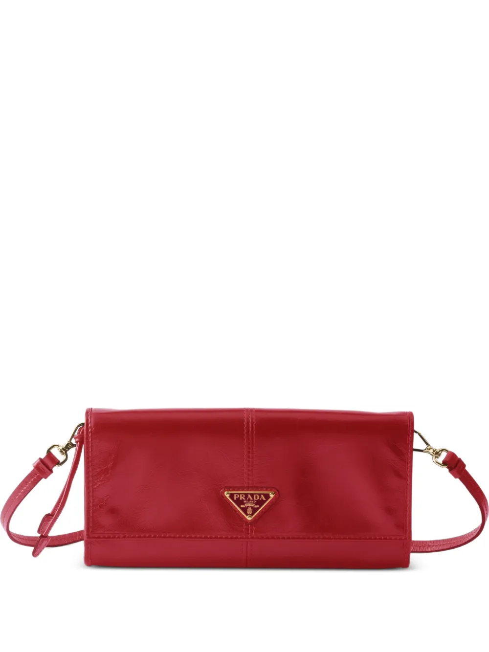 Prada logo-plaque leather bag - Rosso