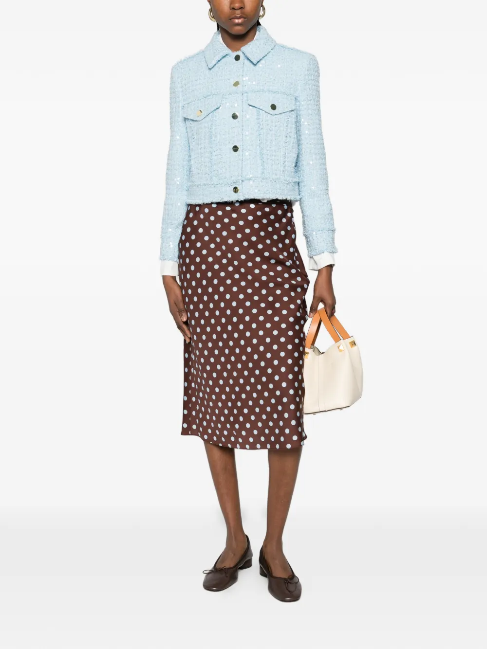  Alice + Olivia Chloe Sequin-detail Cropped Tweed Jacket - Blue 