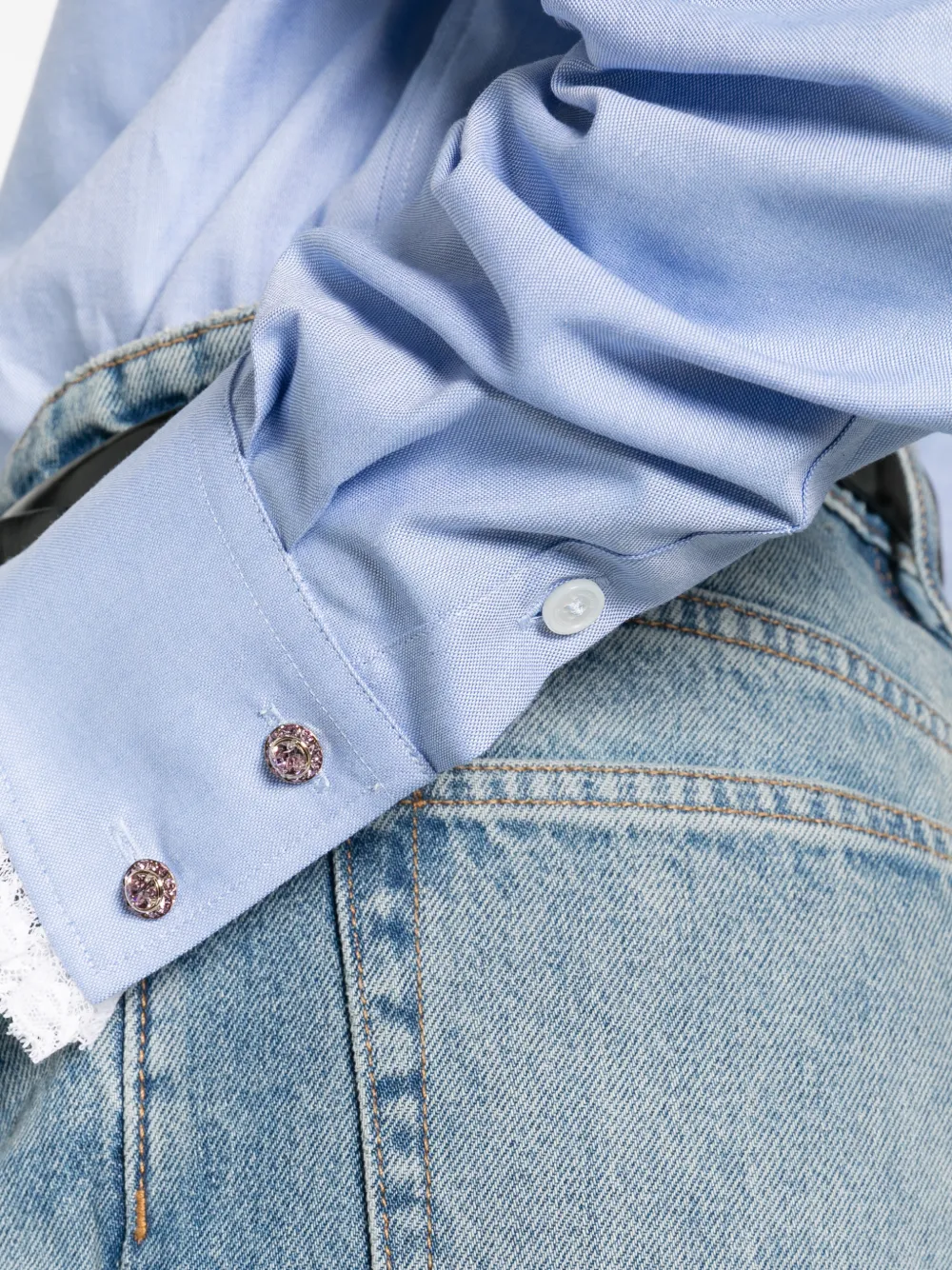 Valentino Garavani Blouse met ruchekraag Blauw