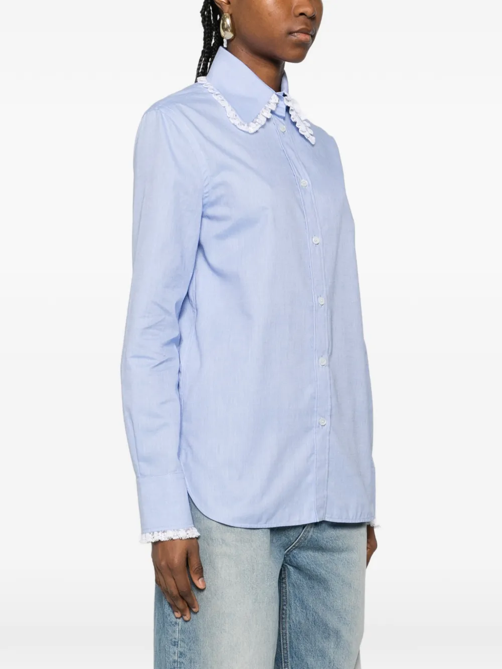 Valentino Garavani Blouse met ruchekraag Blauw