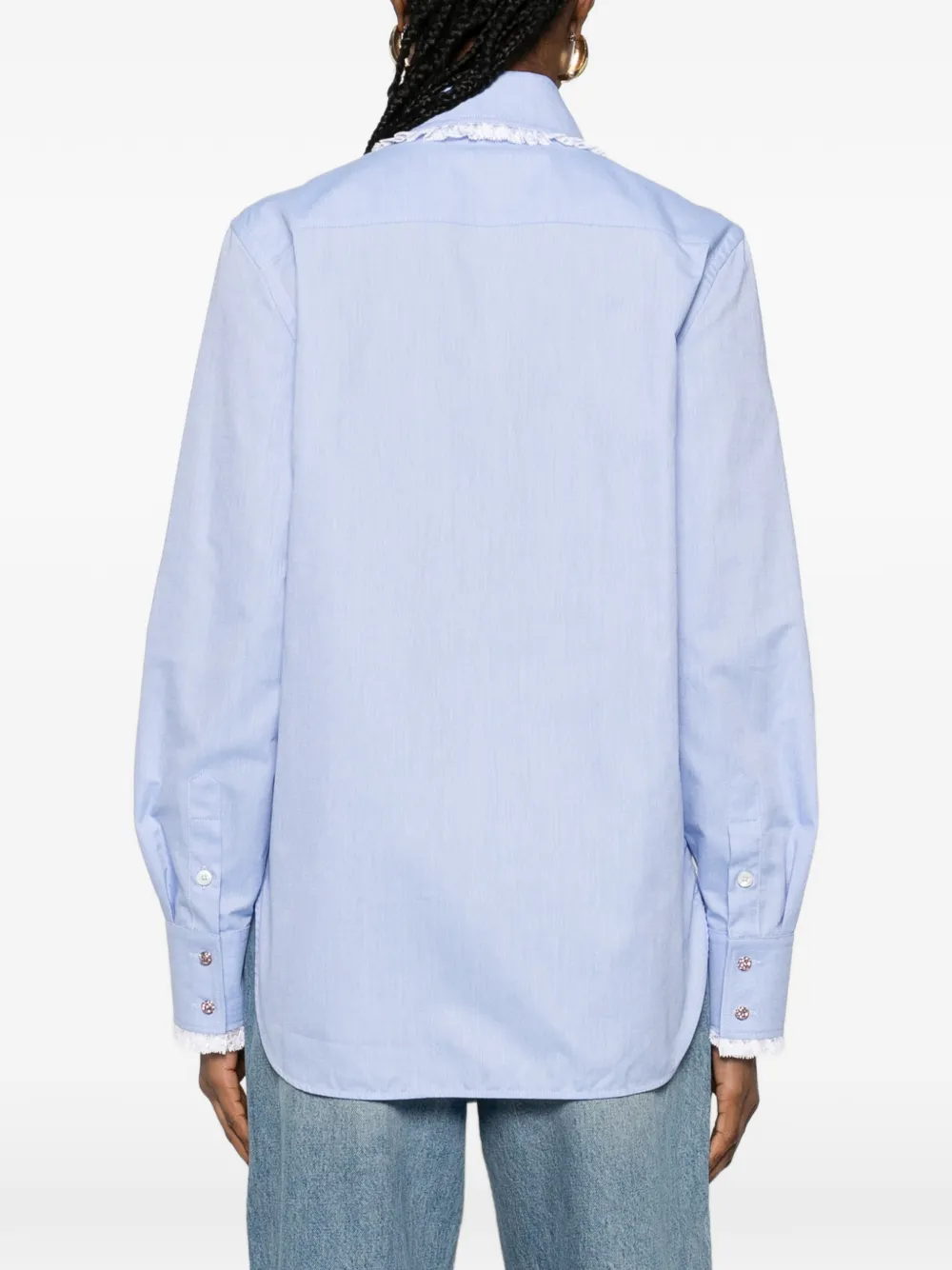 Valentino Garavani Blouse met ruchekraag Blauw