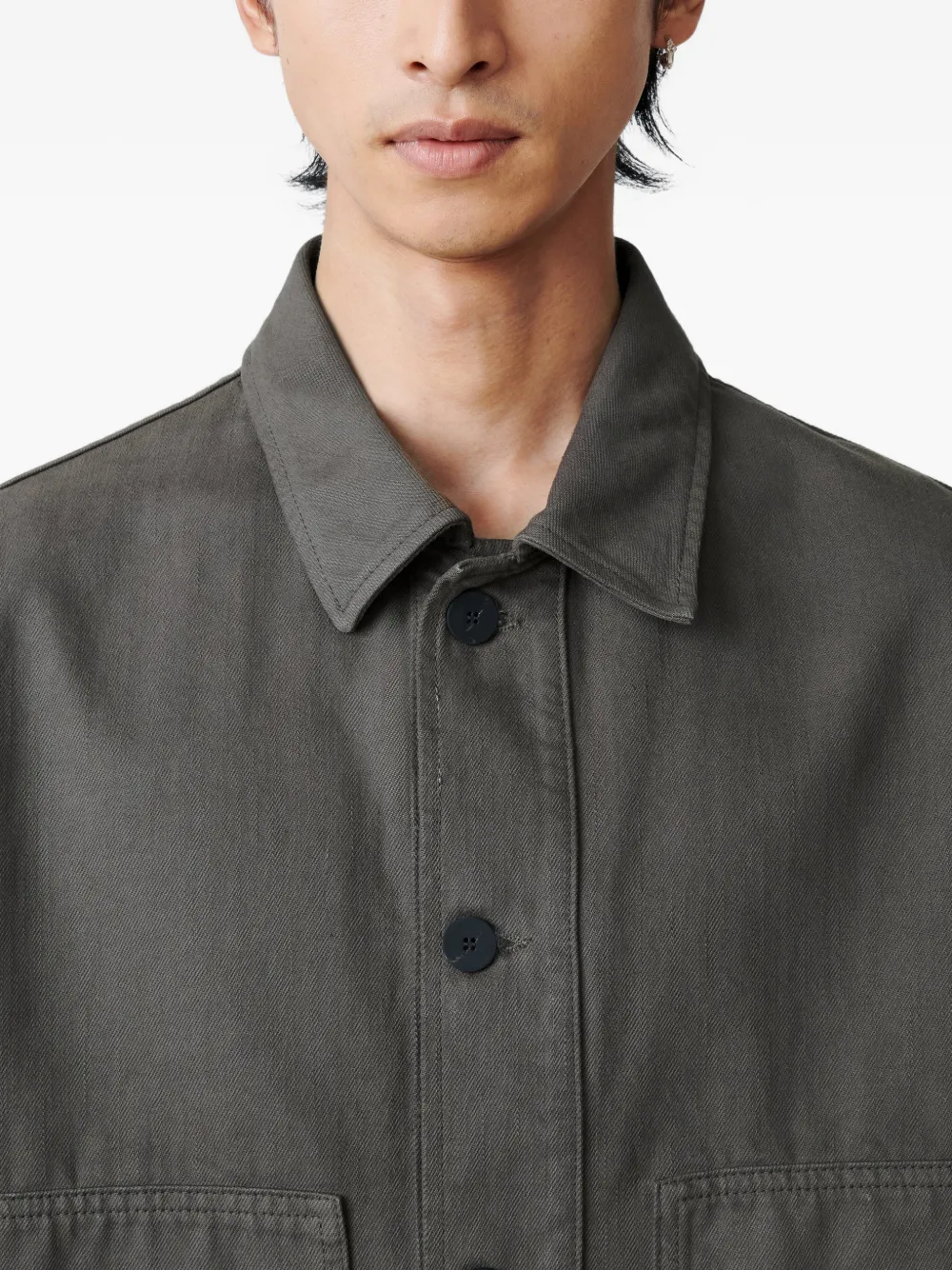 Studio Nicholson Graph Oversized Patch Pocket Jacket In Gray