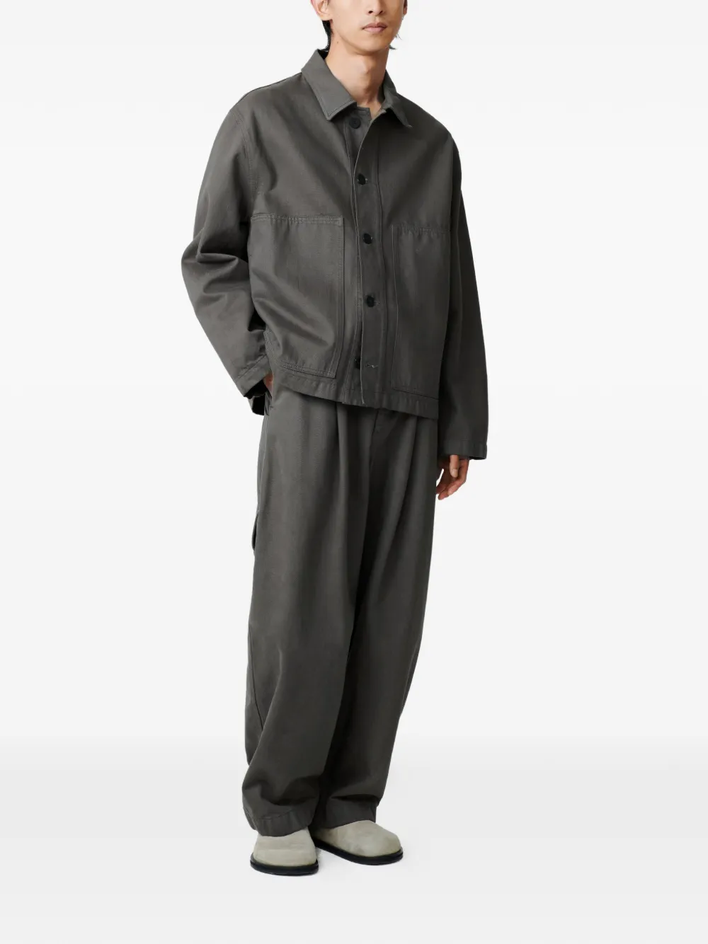 Studio Nicholson Graph Oversized Patch Pocket Jacket In Gray