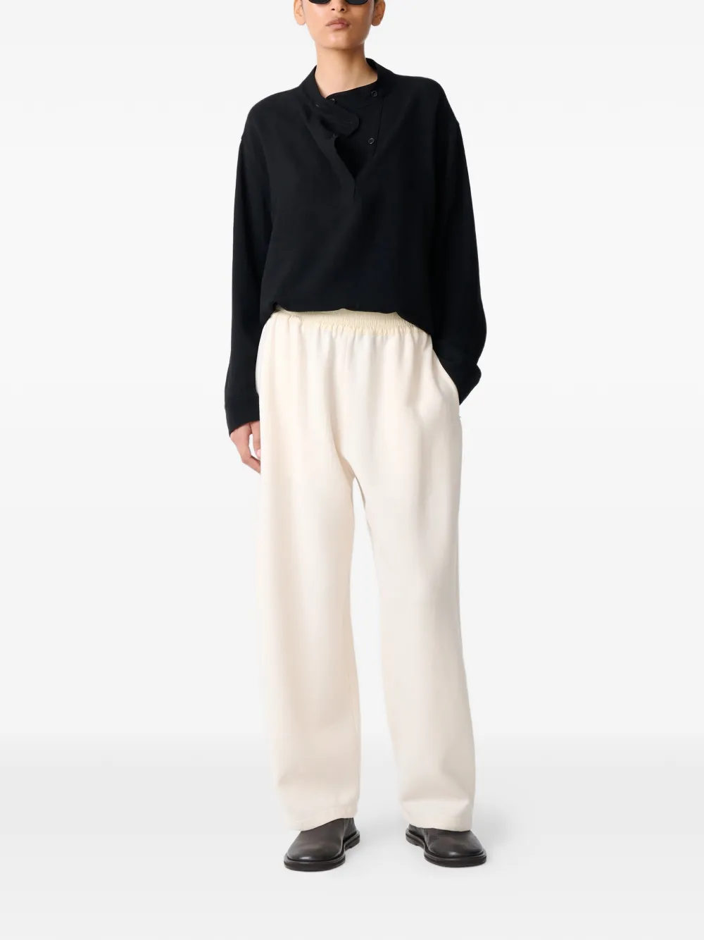  Studio Nicholson Dimas Collar-asymmetric Shirt - Black 