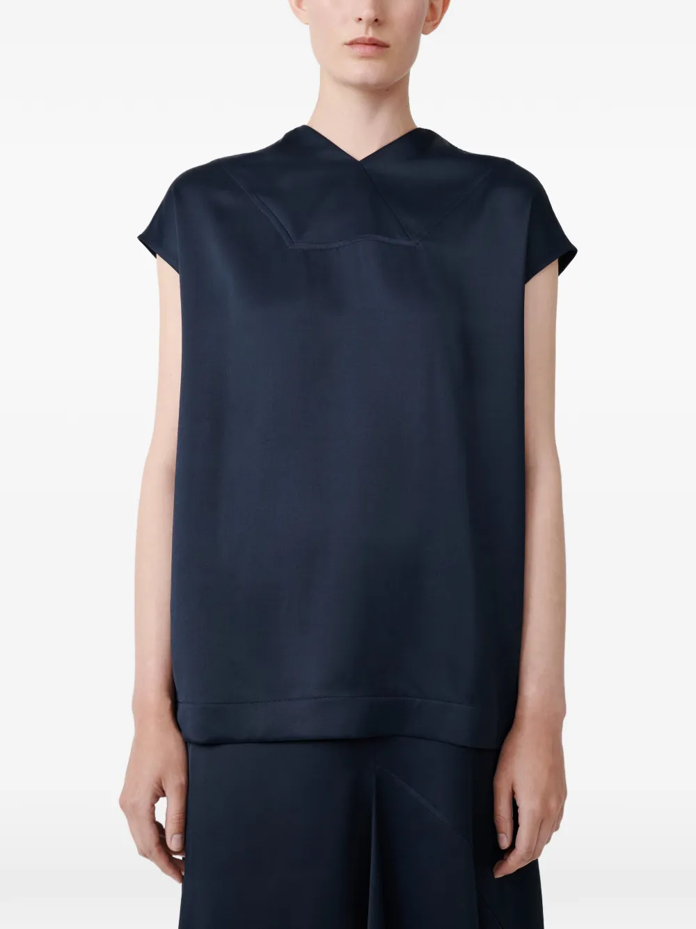 Studio Nicholson Top Greer con scollo a V - Blu