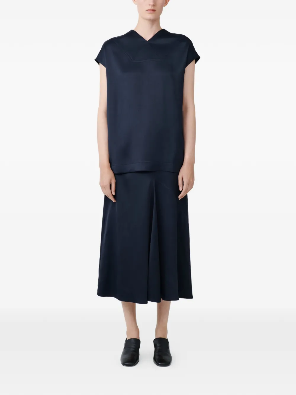  Studio Nicholson Greer V-neck Draped Top - Blue 