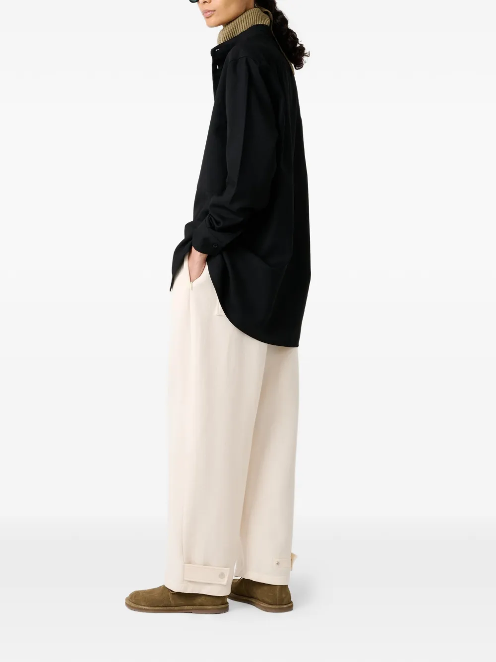 Studio Nicholson Noland blouse met knoopsluiting Zwart