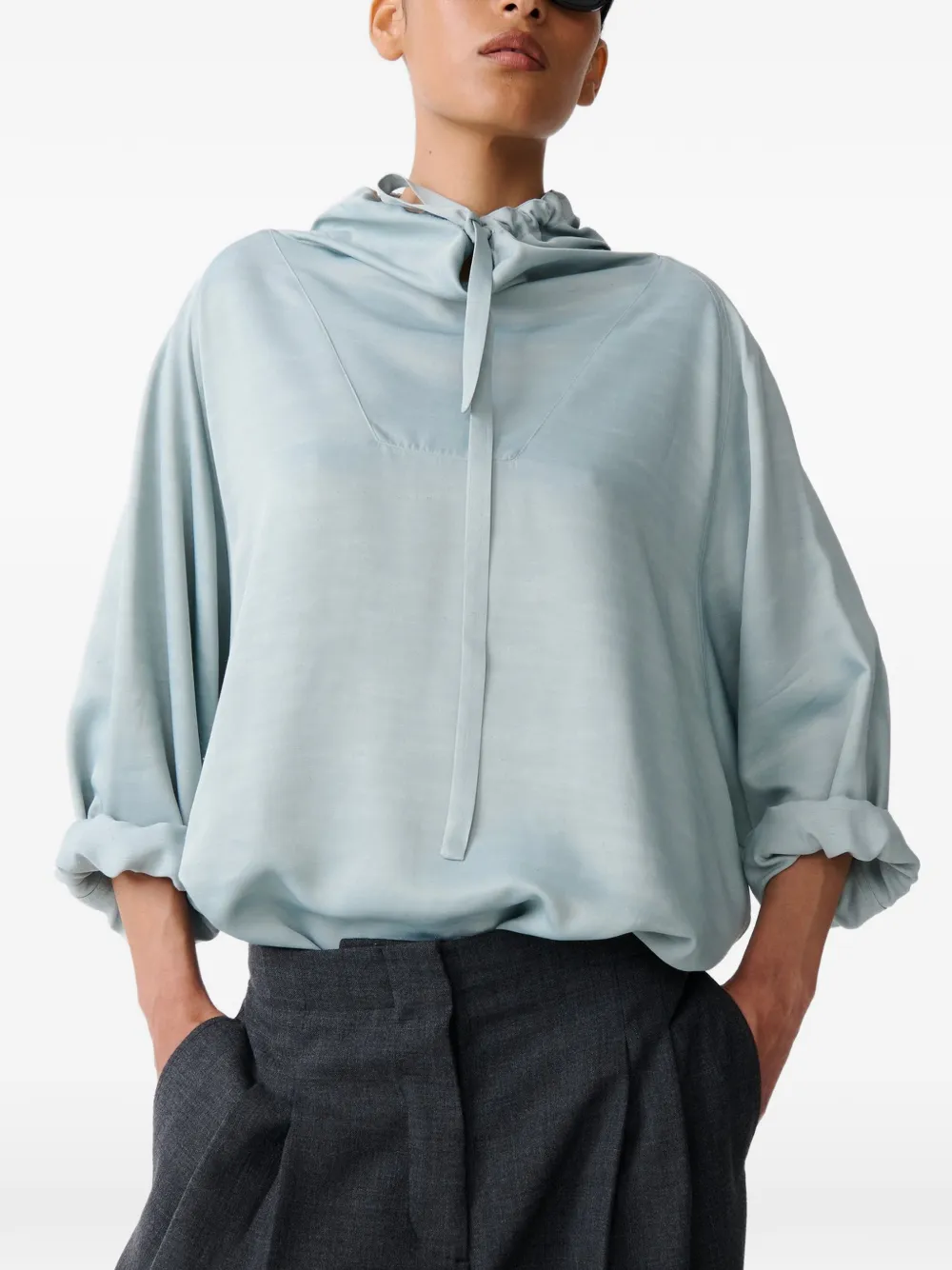 Studio Nicholson Mirelle Drawstring Top In Blue