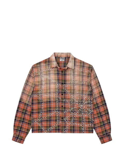 Vale Pumpkin Patch checked embellished shirt